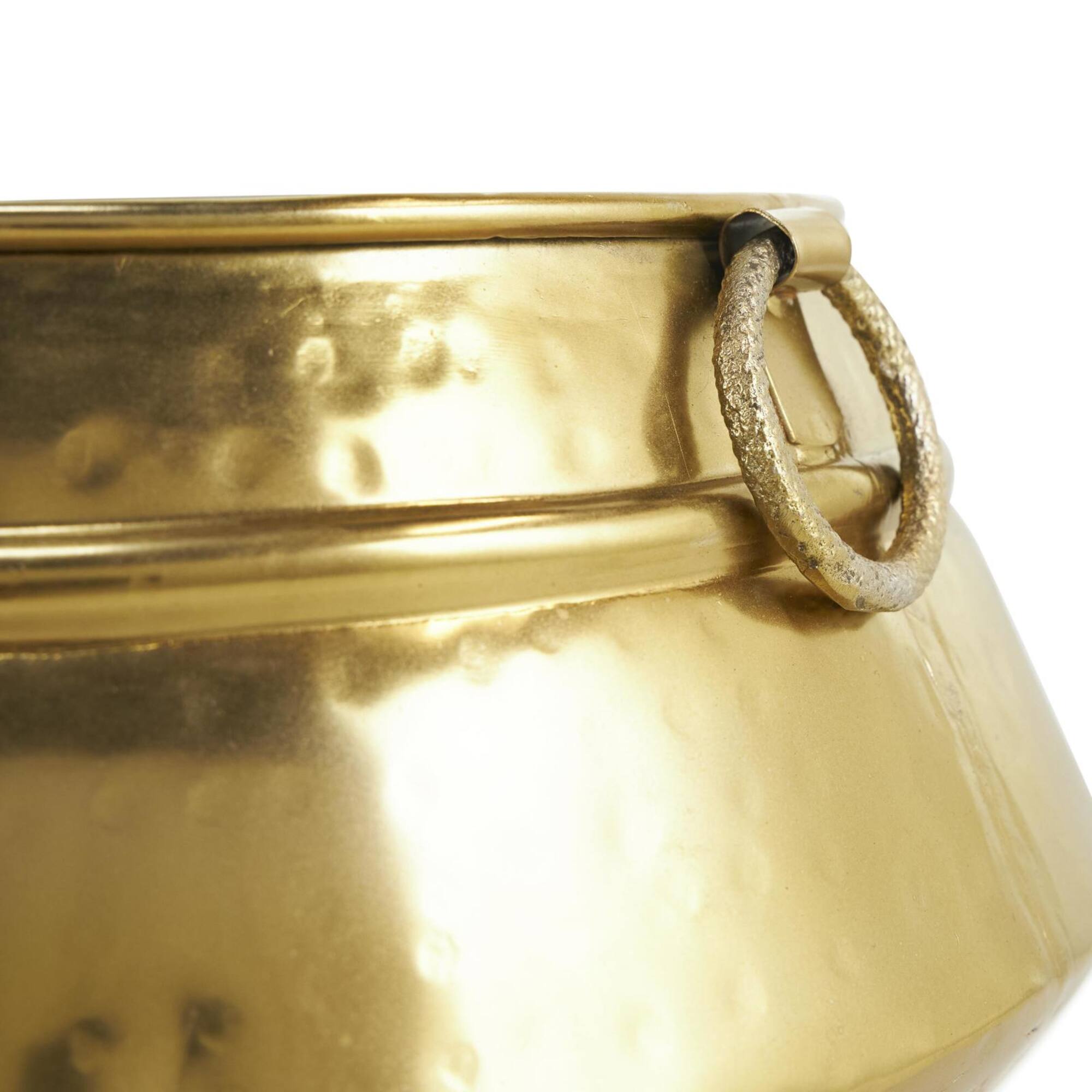 Gold Metal Scroll Foot Hammered Pot Planter Set